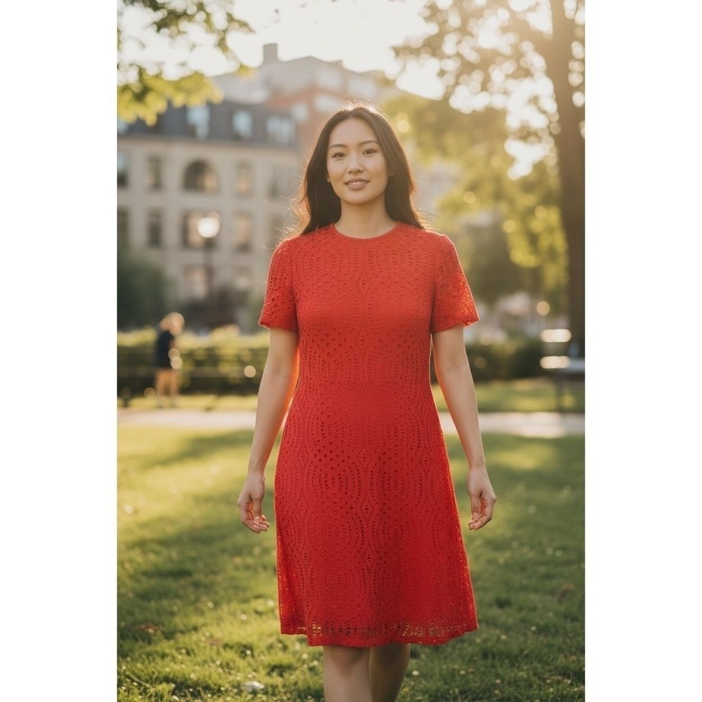 J Crew Dress Women's Size 2 Red Short Sleeve‎ A-Line